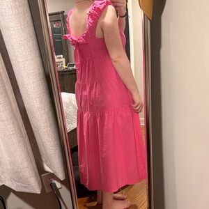 Old Navy Bright Pink Ruffle Midi Dress